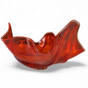 Vintage Viking Glass Amberina Crystal Glass Scalloped Rim dish